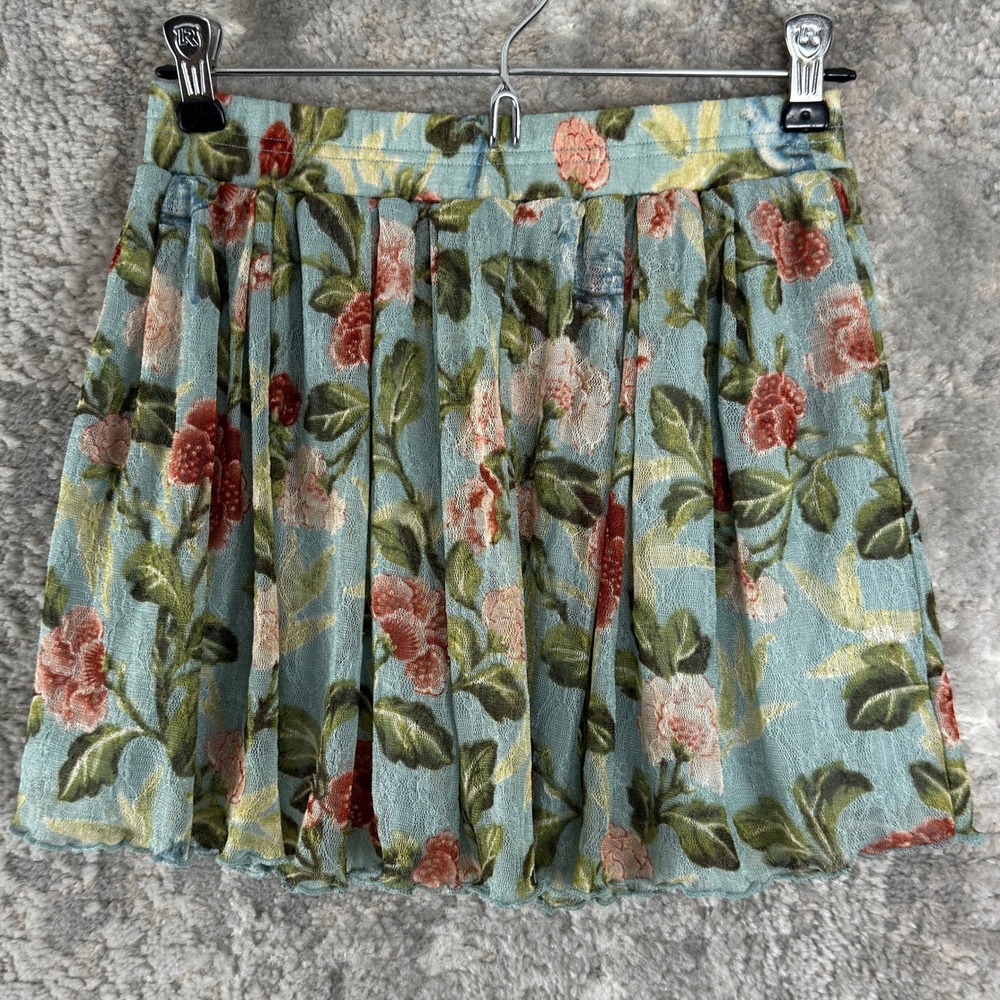 Ralph Lauren Denim & Supply Sz S‎ Floral Lace Mesh Pleated Mini Skirt Blue Women